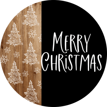 Wreath Sign Christmas Door Hanger Merry Black And White Decoe-2405 For Round 18 Wood